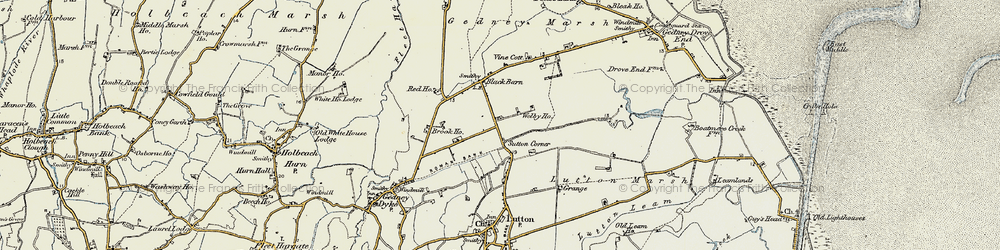 Old map of Lutton Marsh in 1901-1902