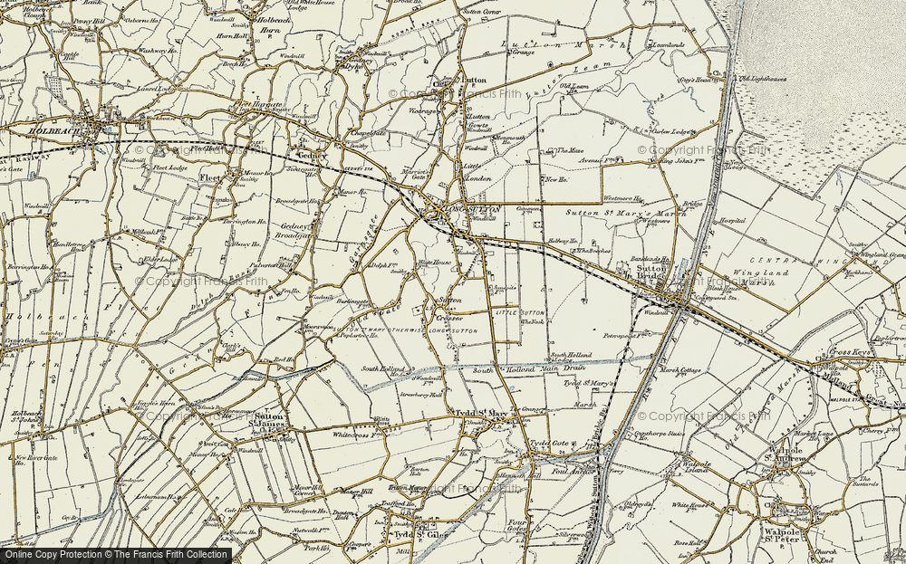 Old Map of Sutton Crosses, 1901-1902 in 1901-1902
