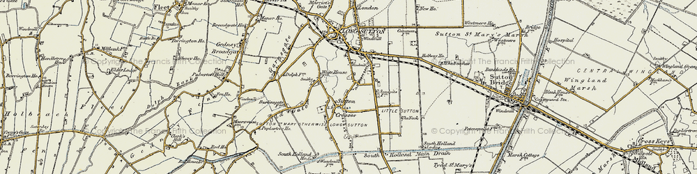 Old map of Sutton Crosses in 1901-1902