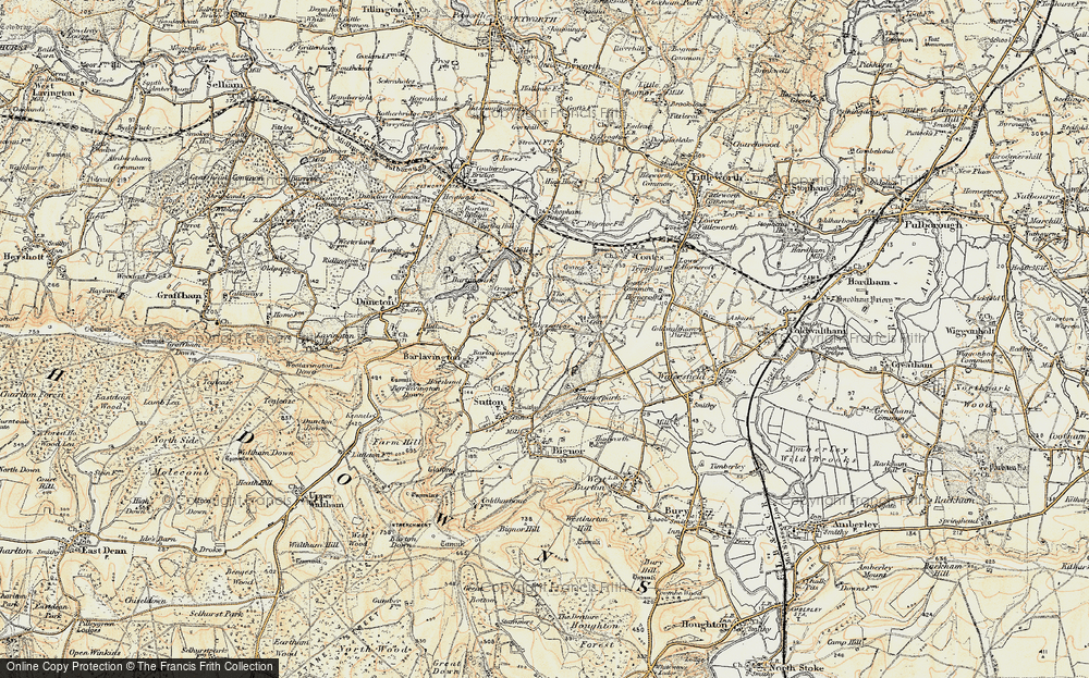 Old Map of Historic Map covering Bignor Park Cott in 1897-1900