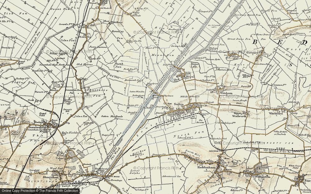 Old Map of Sutton Gault, 1901 in 1901