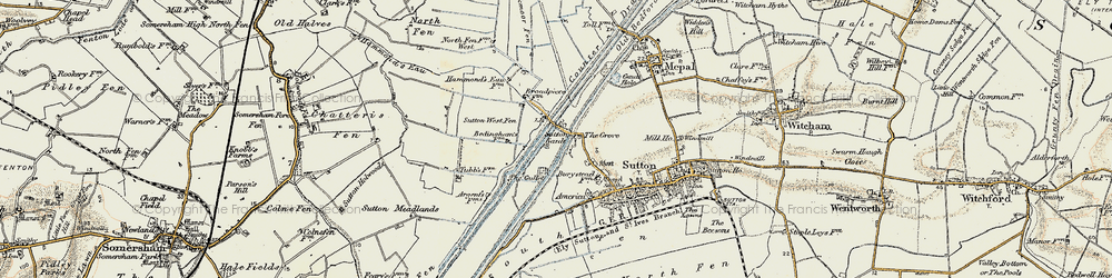 Old map of Blockmoor Fen in 1901