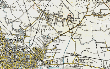 Old map of Sutton Ings in 1903-1908