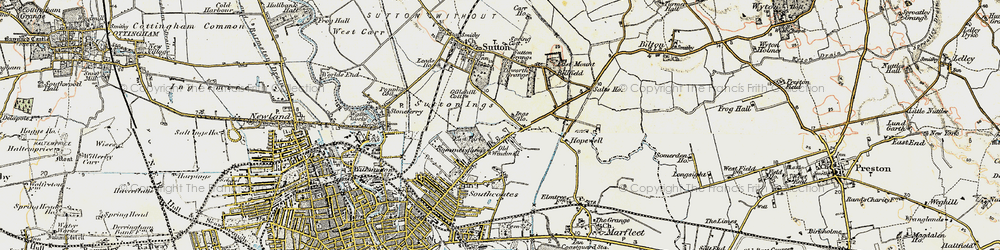 Old map of Sutton Ings in 1903-1908