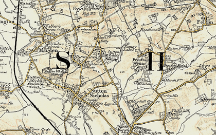 Old map of Sutton Lakes in 1899-1901