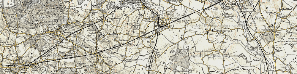 Old map of Sutton Leach in 1903