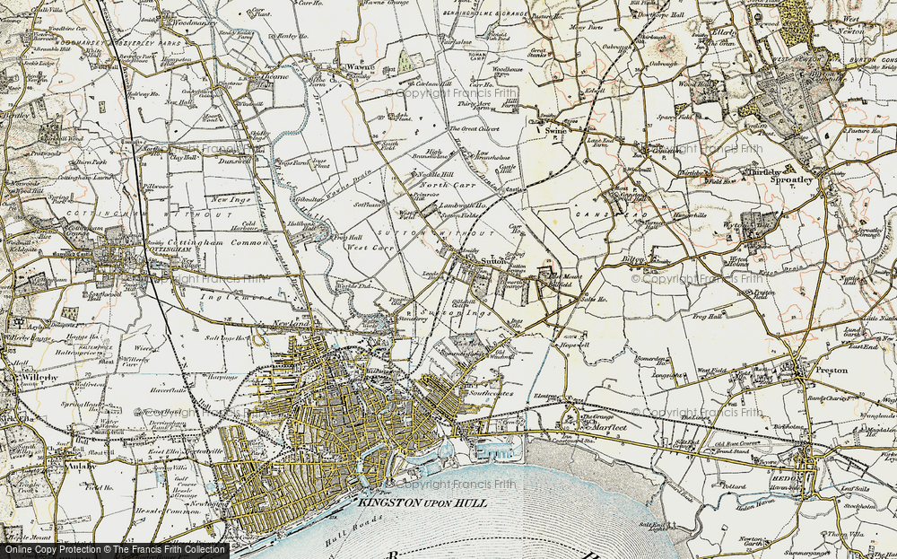 Old Map of Historic Map covering Bransholme in 1903-1908