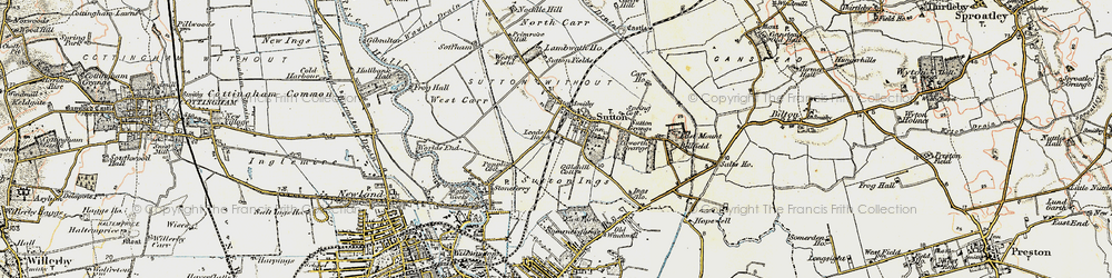 Old map of Sutton-on-Hull in 1903-1908
