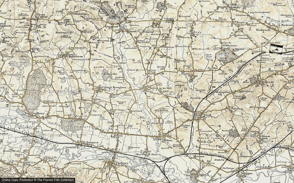 Old Map of Sutton on the Hill, 1902 in 1902
