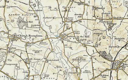 Old map of Sutton on the Hill in 1902
