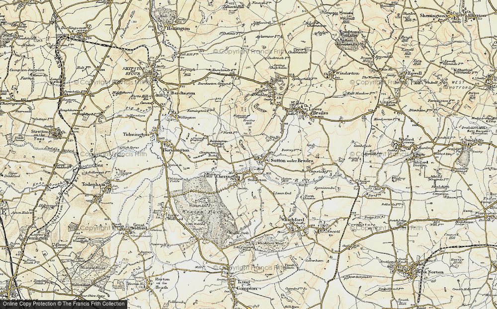 Old Map of Historic Map covering Burmington Grange in 1899-1901