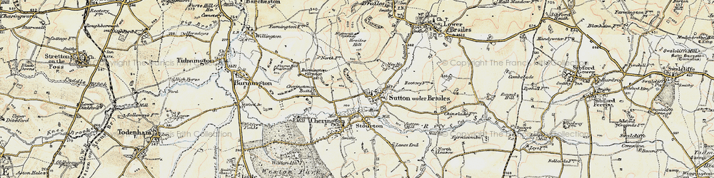 Old map of Burmington Grange in 1899-1901