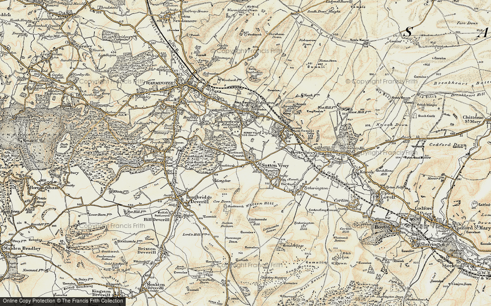 Old Map of Historic Map covering Whiten Hill in 1897-1899