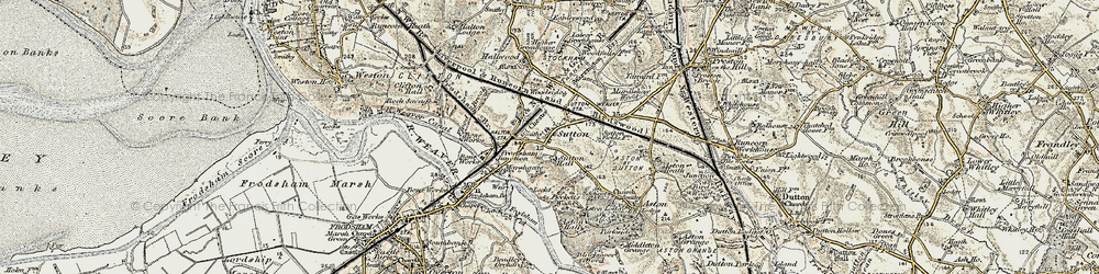 Old map of Sutton Weaver in 1902-1903