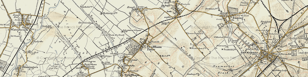 Old map of Swaffham Prior in 1899-1901