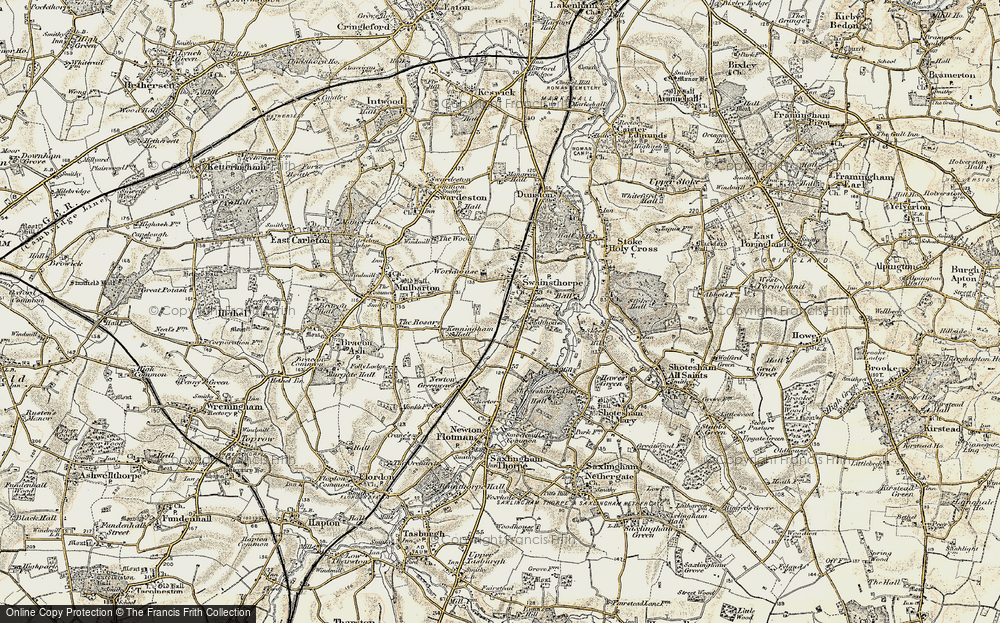 Old Map of Swainsthorpe, 1901-1902 in 1901-1902