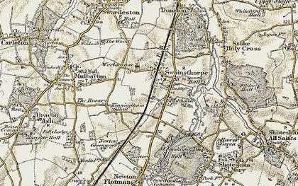 Old map of Swainsthorpe in 1901-1902