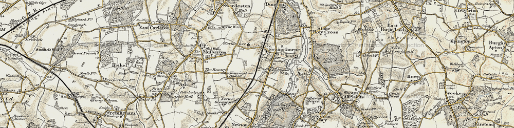 Old map of Swainsthorpe in 1901-1902