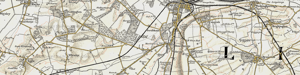 Old map of Swallow Beck in 1902-1903