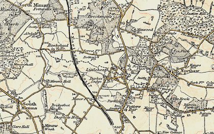 Old map of Swanley Bar in 1897-1898