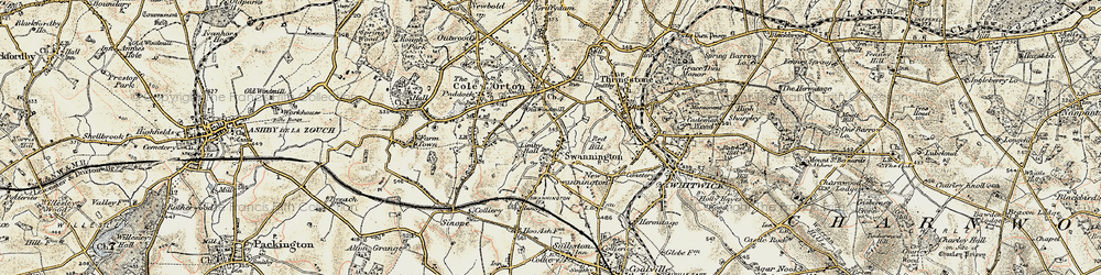 Old map of Swannington in 1902-1903