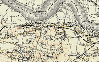 Old map of Swanscombe in 1897-1898