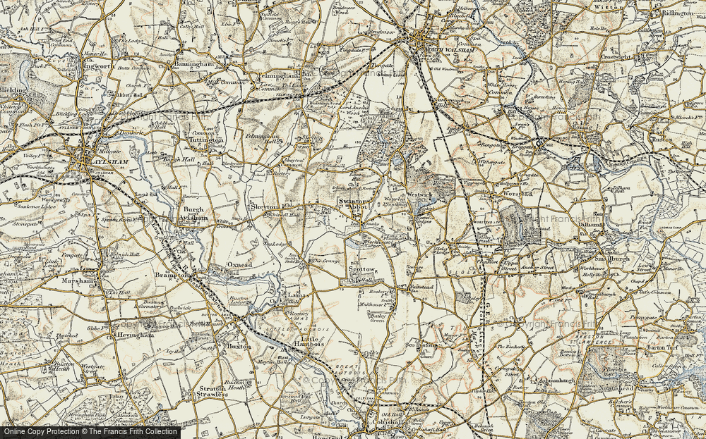 Old Map of Swanton Abbott, 1901-1902 in 1901-1902