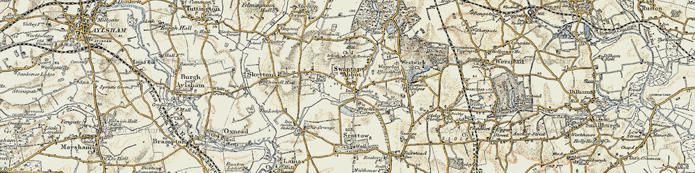 Old map of Swanton Abbott in 1901-1902