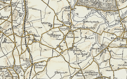 Old map of Swanton Morley in 1901-1902