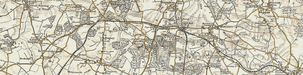 Old map of Swanton Novers in 1901-1902