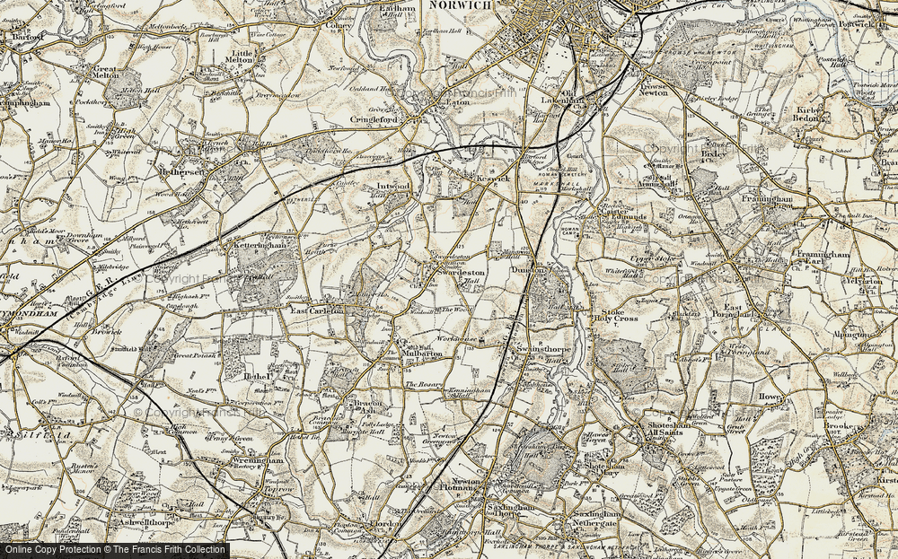 Old Map of Swardeston, 1901-1902 in 1901-1902