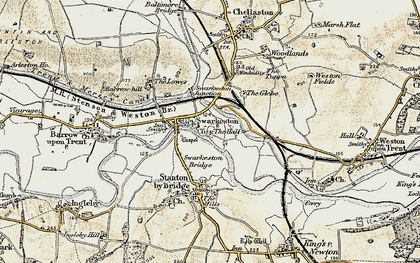 Old map of Swarkestone in 1902-1903