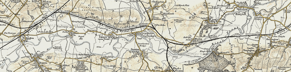 Old map of Swarkestone in 1902-1903