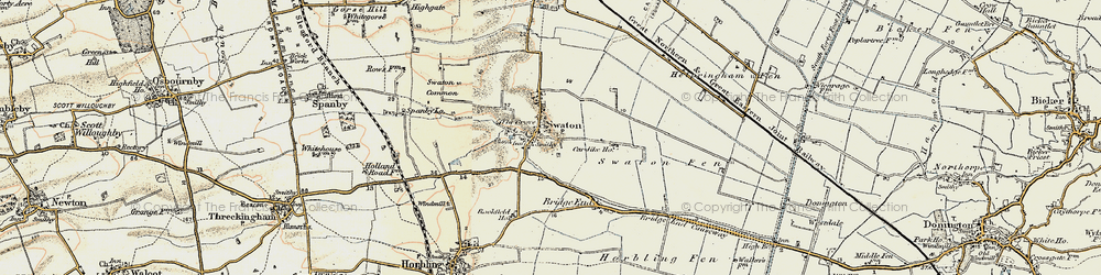Old map of Swaton in 1902-1903