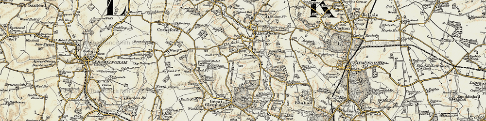 Old map of Sweffling in 1898-1901
