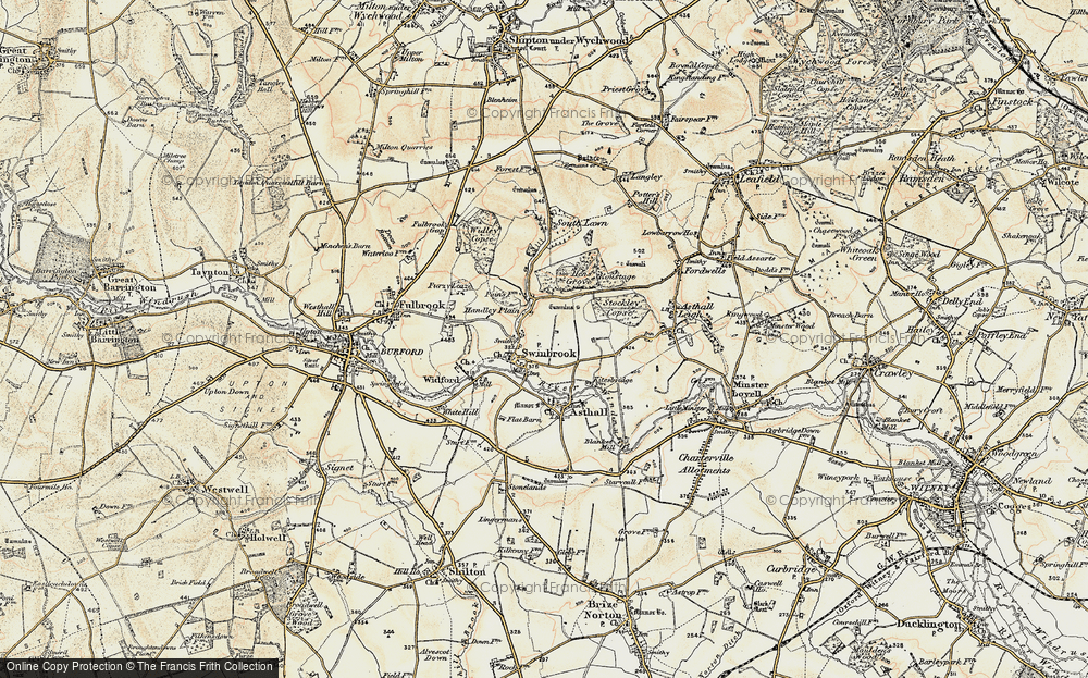 Old Map of Historic Map covering Widford Village in 1898-1899