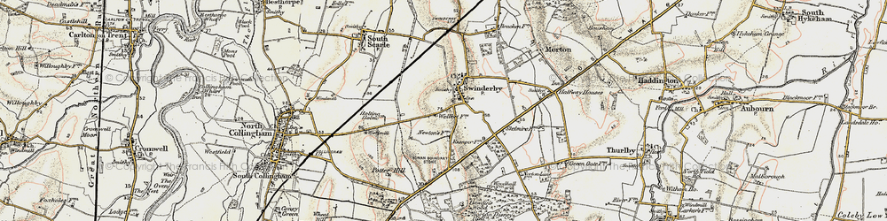 Old map of Swinderby in 1902-1903