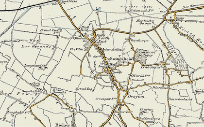 Old map of Swineshead in 1902-1903