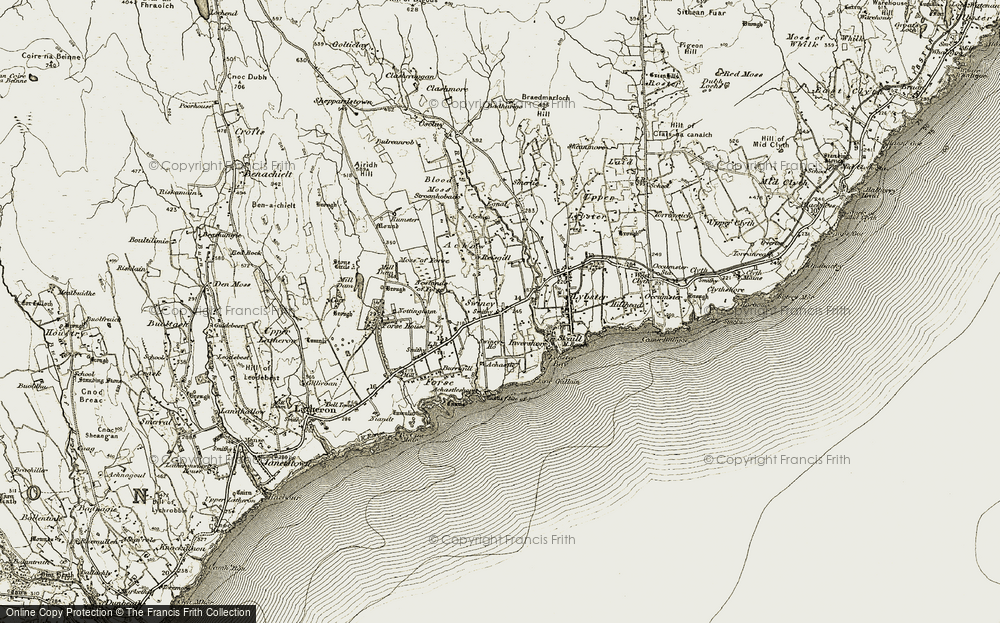 Old Map of Historic Map covering Achow in 1911-1912
