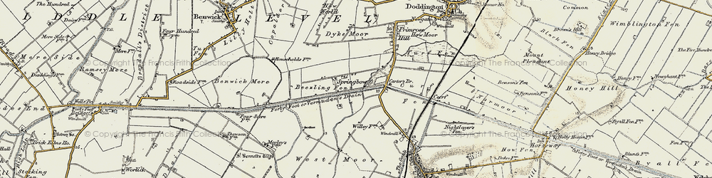 Old map of Beezling Fen in 1901
