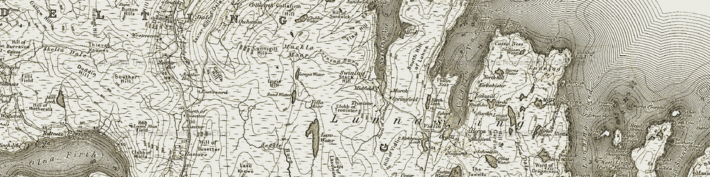 Old map of Laxo Water in 1912