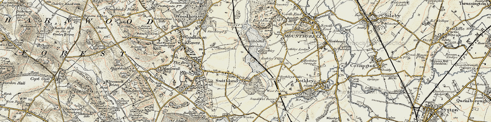 Old map of Swithland in 1902-1903