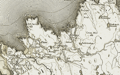 Old map of Bay of Swordly in 1910-1912