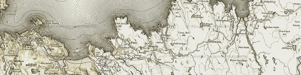 Old map of Bay of Swordly in 1910-1912