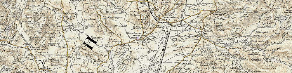 Old map of Bryn-Meherin in 1901-1903