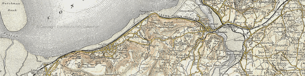 Old map of Sychnant Pass in 1902-1903