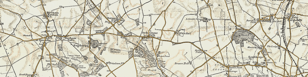 Old map of Syderstone in 1901-1902