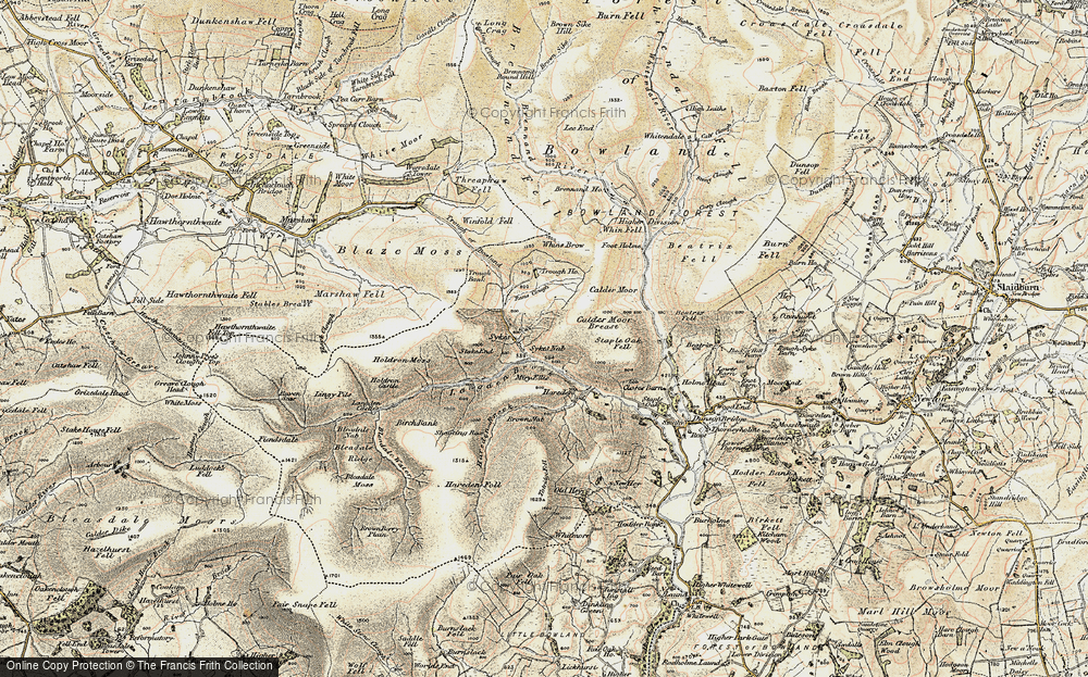 Old Map of Historic Map covering Black Clough in 1903-1904