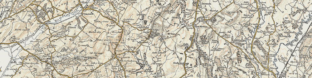 Old map of Ystradfai in 1900-1901