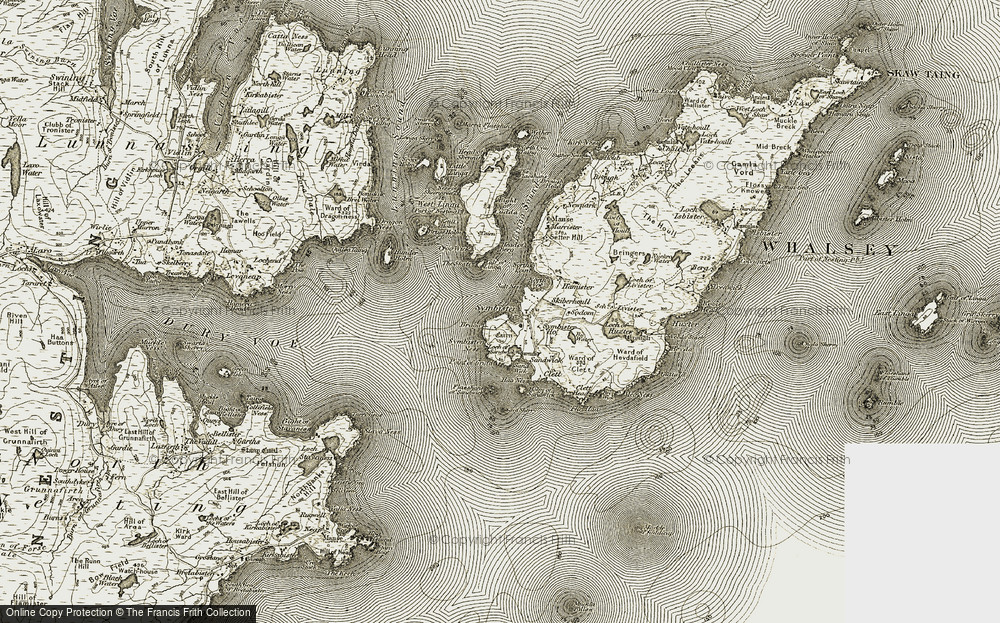 Old Map of Historic Map covering Bruse Holm in 1912